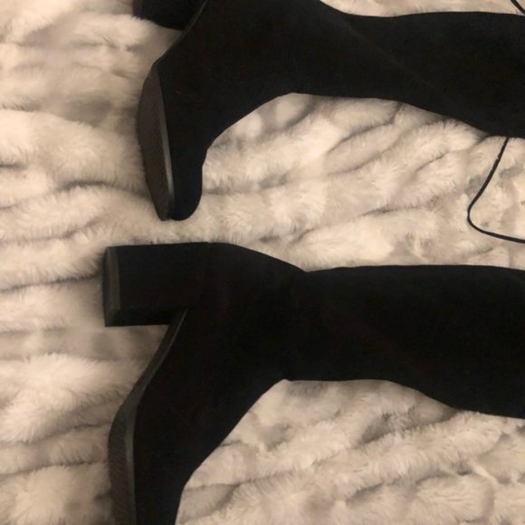 Stuart Weitzman Suede Over the Knee Boots - Black